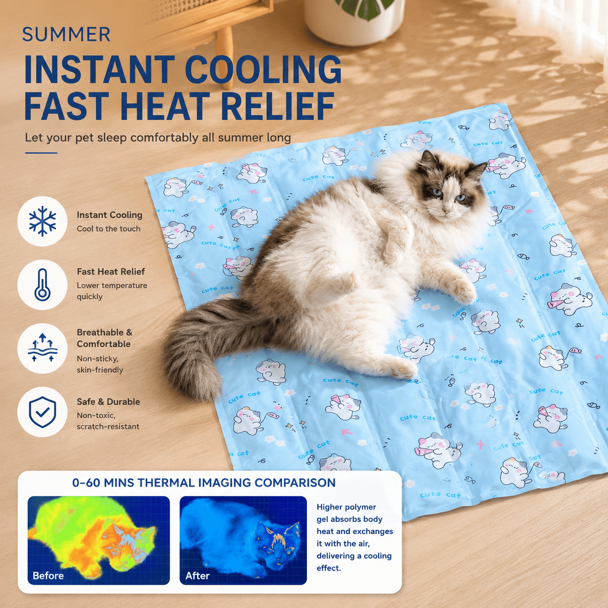 Self-Cooling Pet Mat for Dogs & Cats