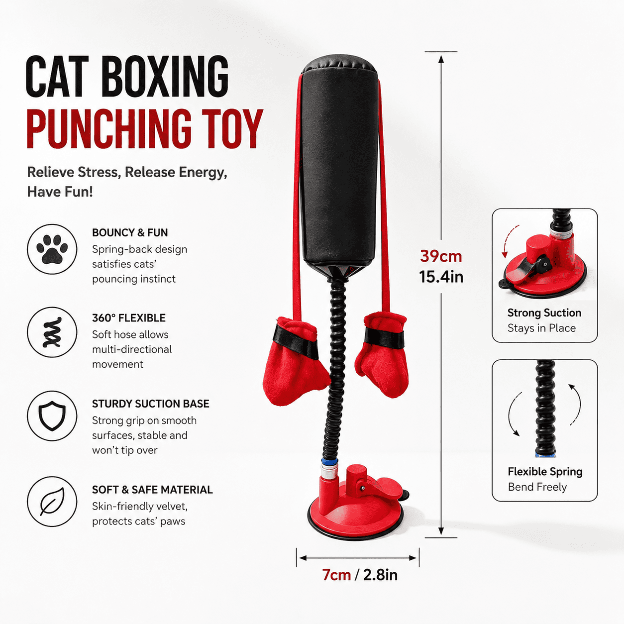 Interactive Cat Boxing Toy – Suction Cup Self-Play Punching Toy for Cats Fursera
