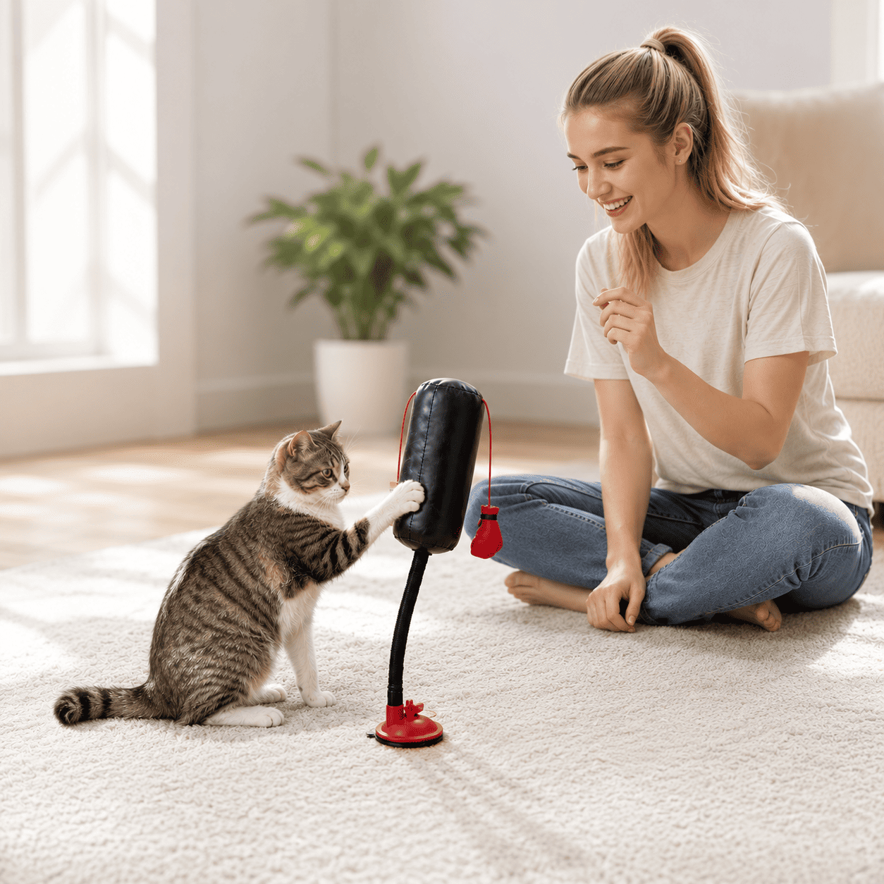 Interactive Cat Boxing Toy – Suction Cup Self-Play Punching Toy for Cats Fursera