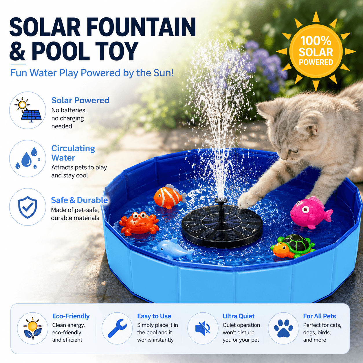 Solar Pet Splash Pool Fursera