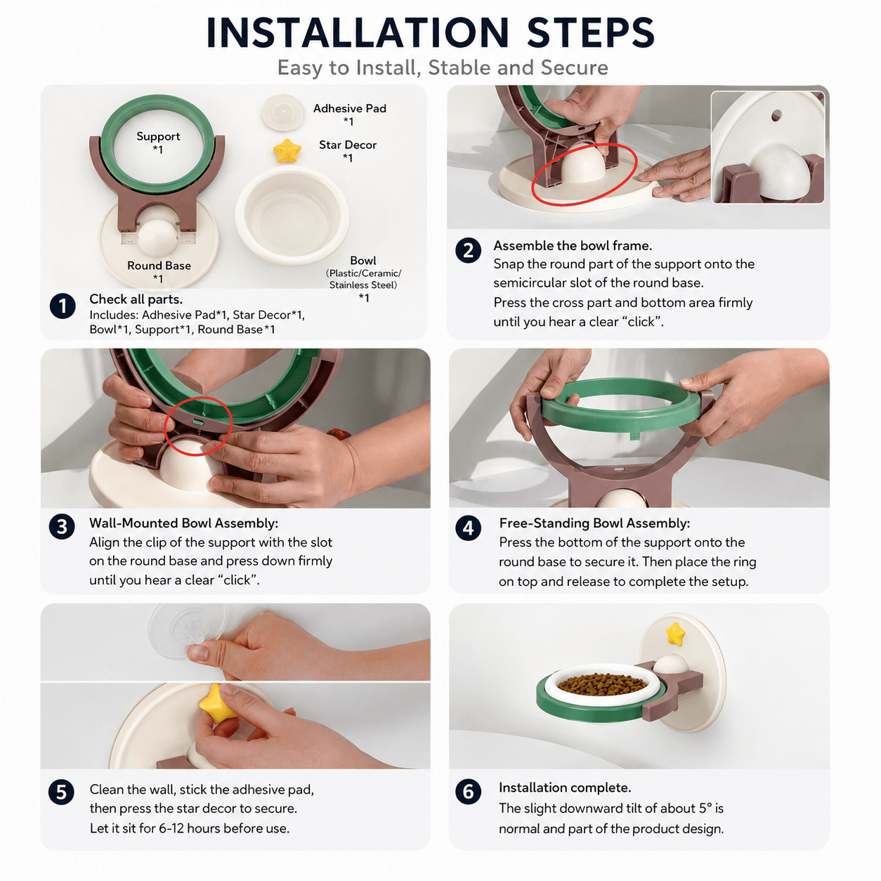 2-in-1 Wall Mounted & Elevated Cat Bowl Fursera