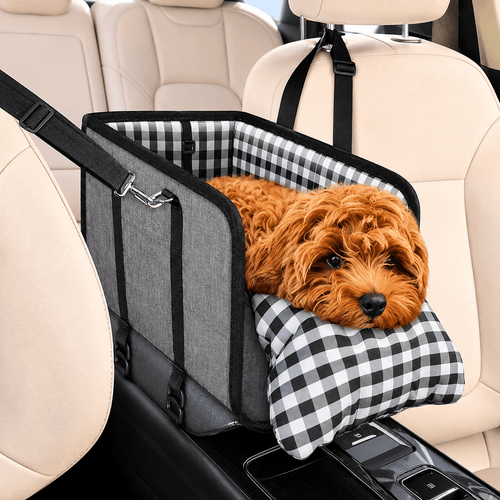 Foldable Center Console Dog Car Seat with Safety Leash & Anti-Slip Base Fursera