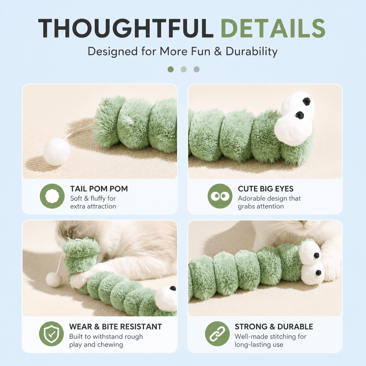 Gradient Plush Catnip Caterpillar Cat Toy Fursera