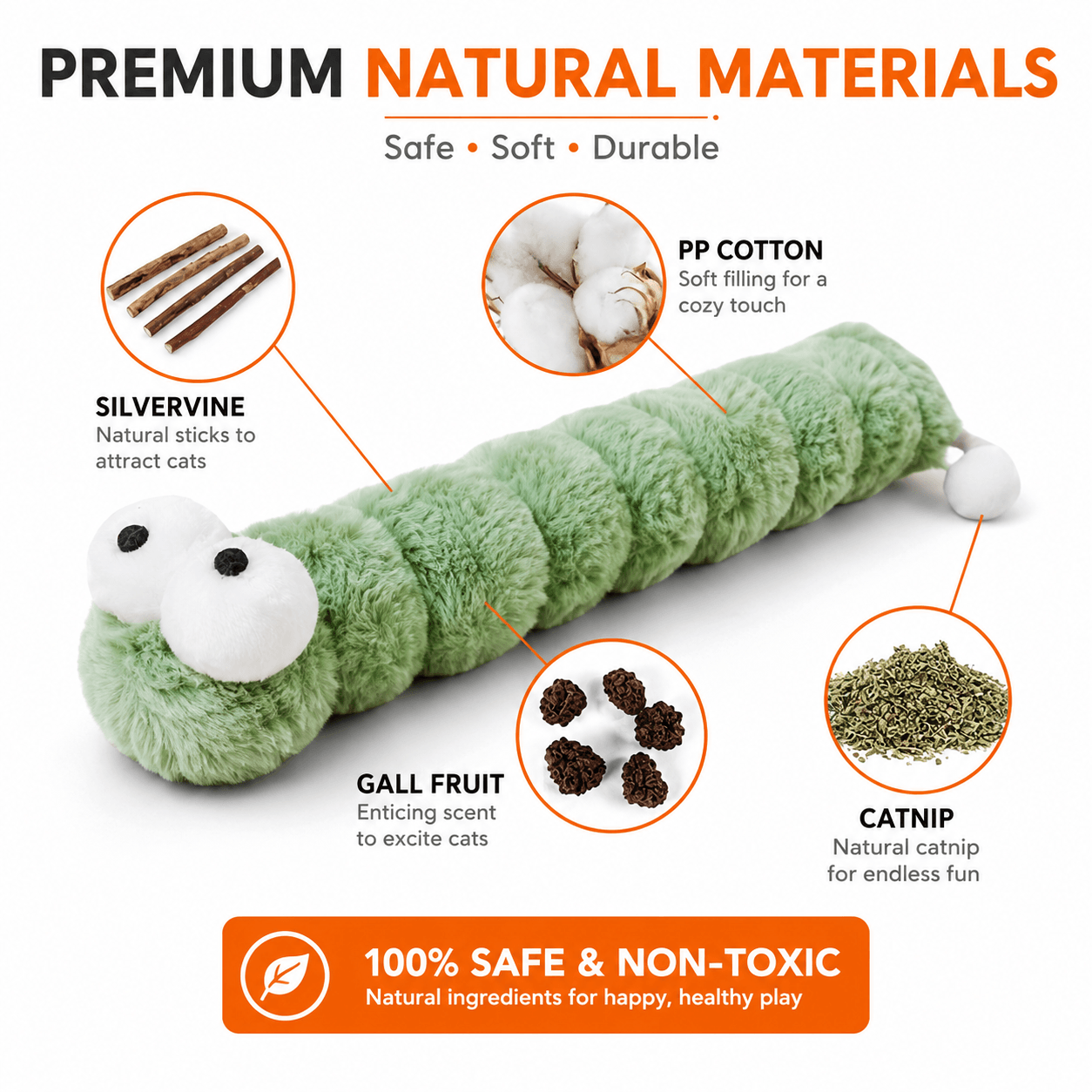 Gradient Plush Catnip Caterpillar Cat Toy Fursera