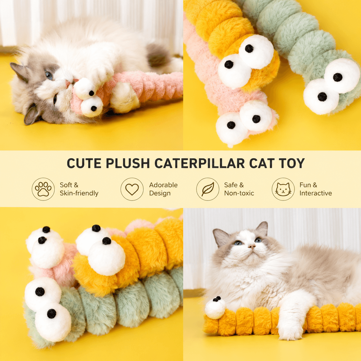 Gradient Plush Catnip Caterpillar Cat Toy Fursera