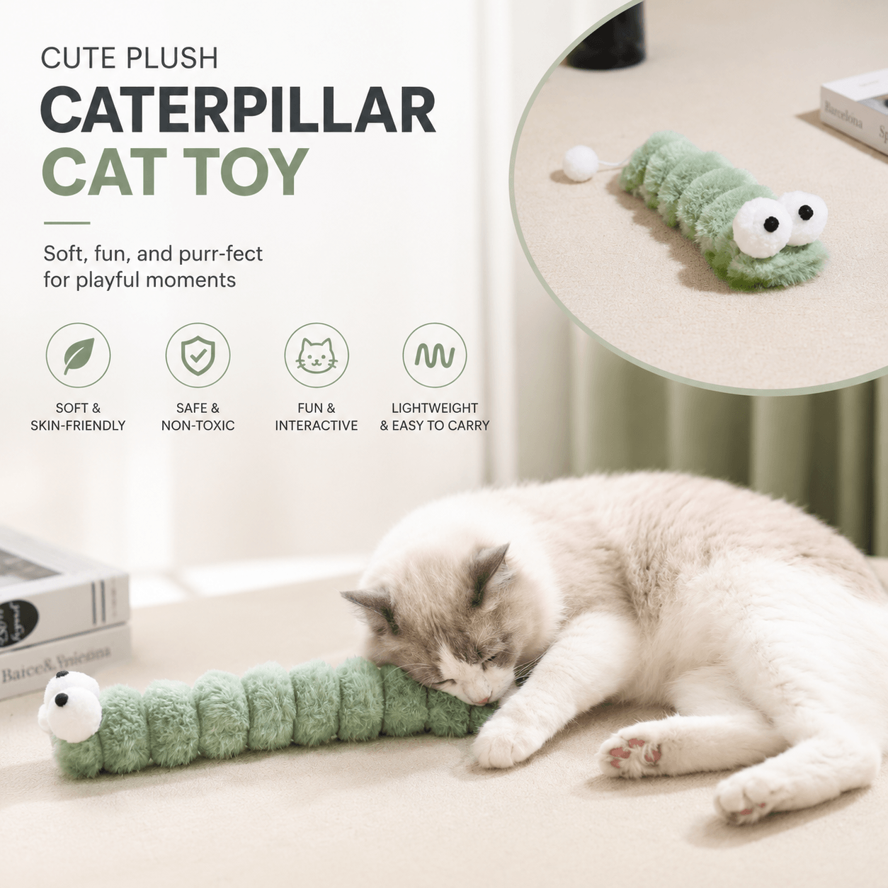 Gradient Plush Catnip Caterpillar Cat Toy Fursera