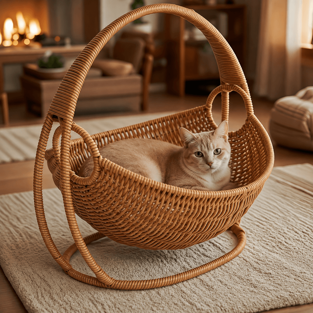 Wicker Hanging Cat Bed with Stand Fursera