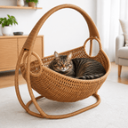 Wicker Hanging Cat Bed with Stand Fursera
