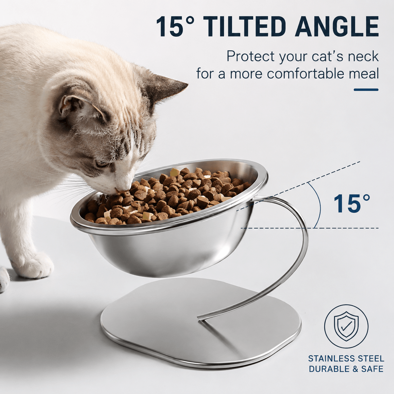 15° Elevated Stainless Steel Pet Bowl Fursera