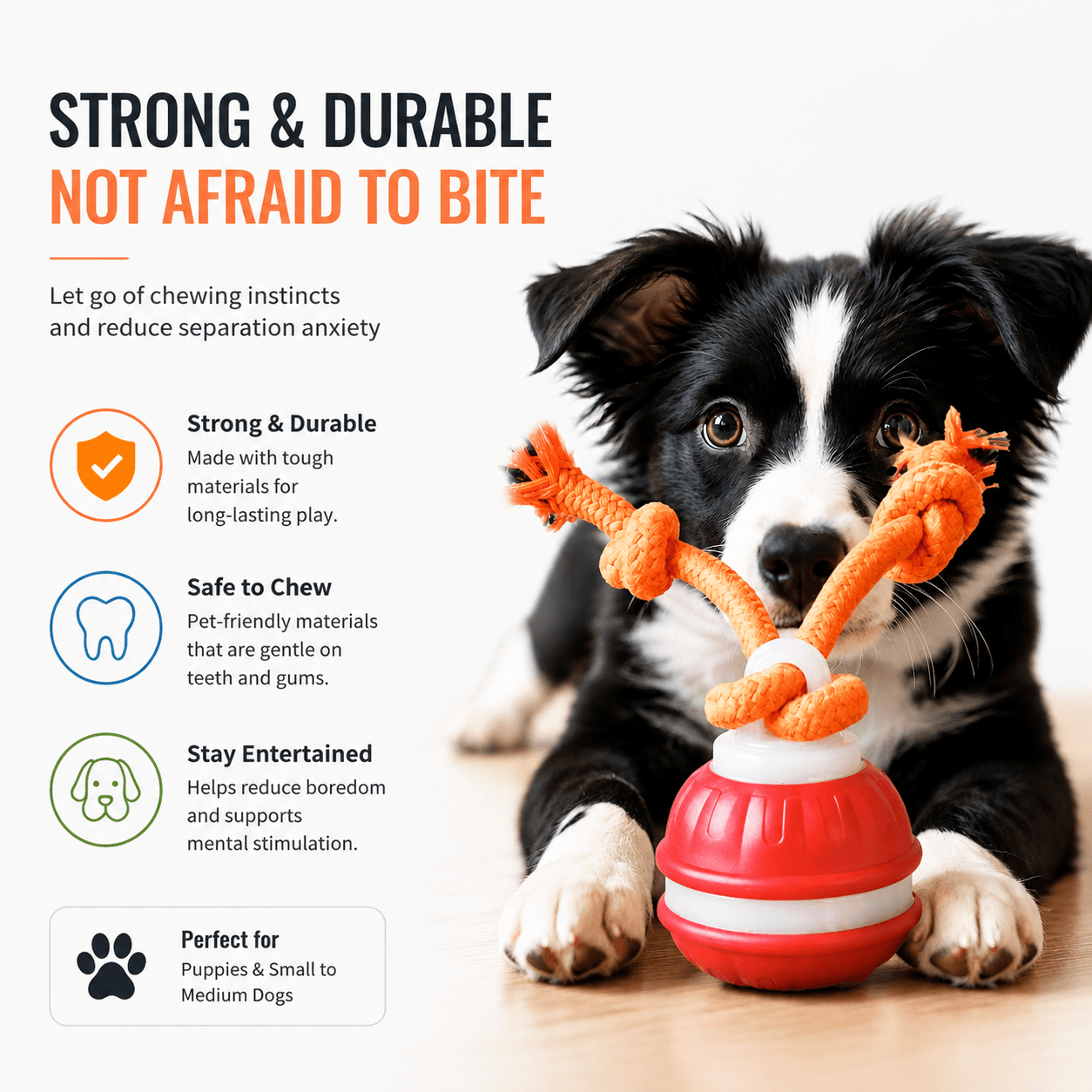 Smart Interactive Dog Ball Toy, Automatic Rolling Rope Toy Fursera