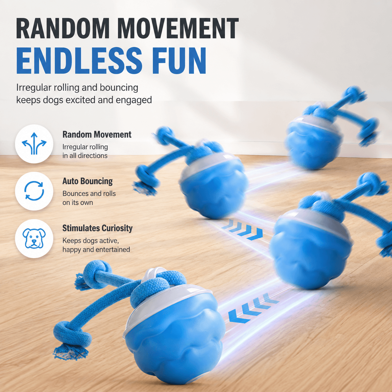 Smart Interactive Dog Ball Toy, Automatic Rolling Rope Toy Fursera