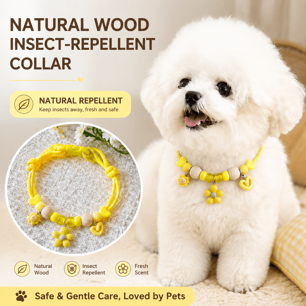 Natural Wood Insect-Repellent Pet Collar Fursera
