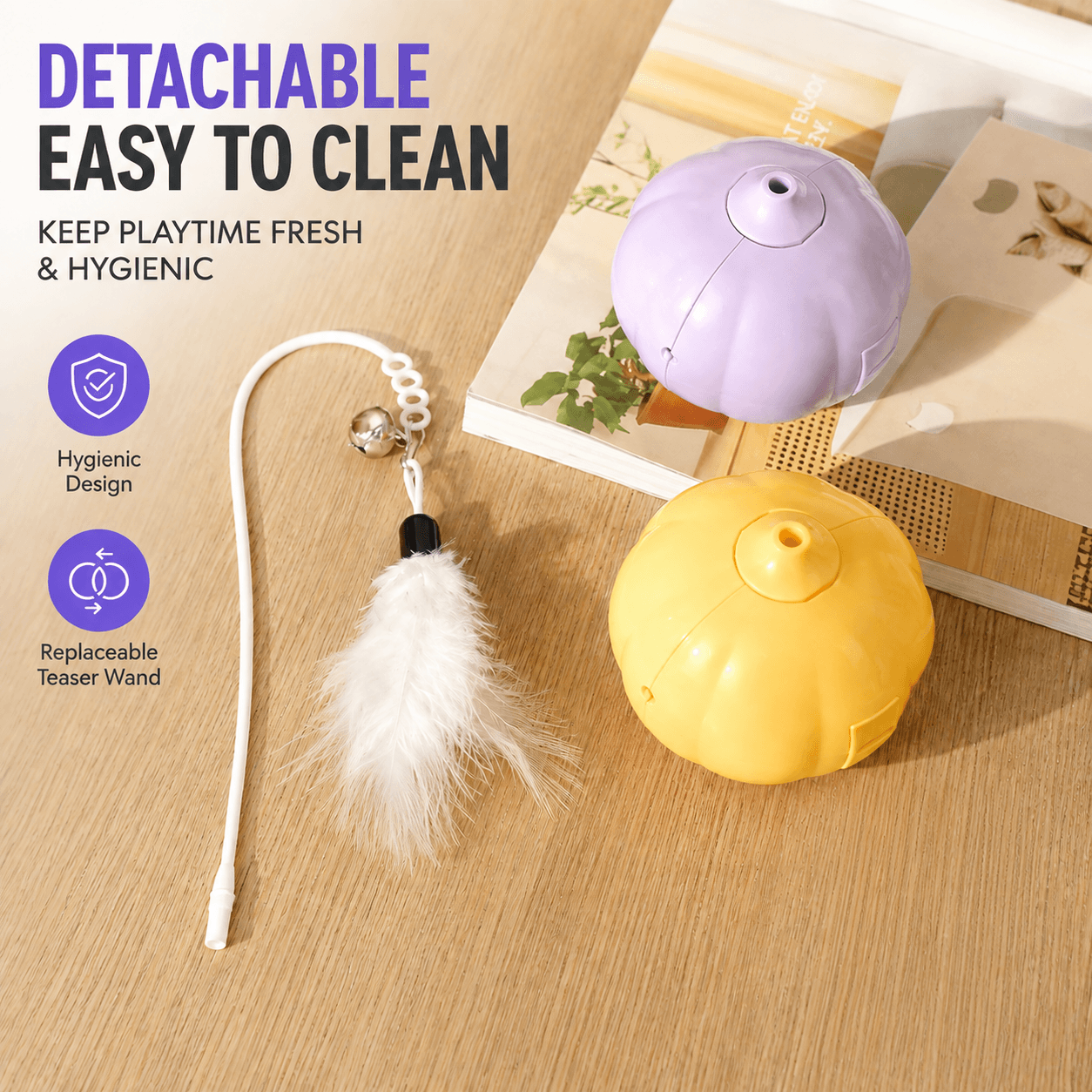 Interactive Feather &amp; Laser Cat Toy – Wobble Teaser with Bell Fursera