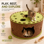 Felt Cat Tunnel & Hideaway – 2-in-1 Interactive Playhouse & Cozy Bed Fursera