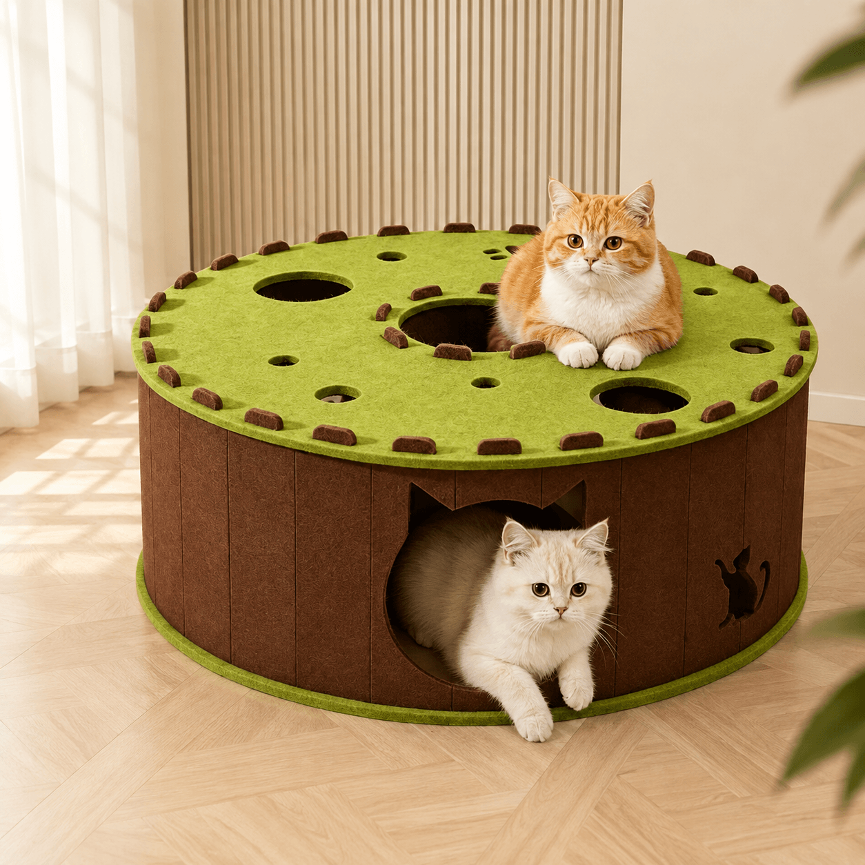 Felt Cat Tunnel & Hideaway – 2-in-1 Interactive Playhouse & Cozy Bed Fursera