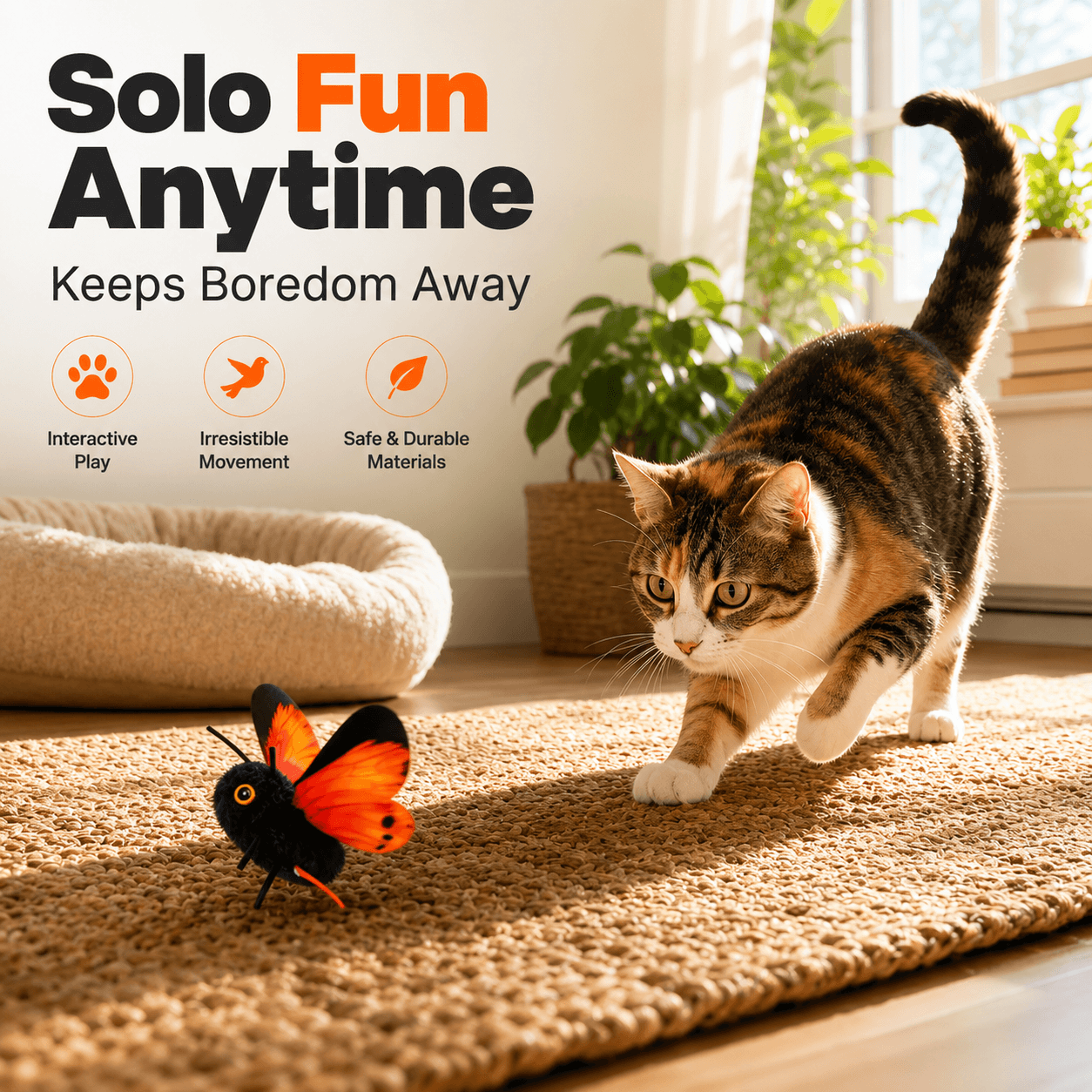 Interactive Automatic Butterfly Teaser for Indoor Cats Fursera