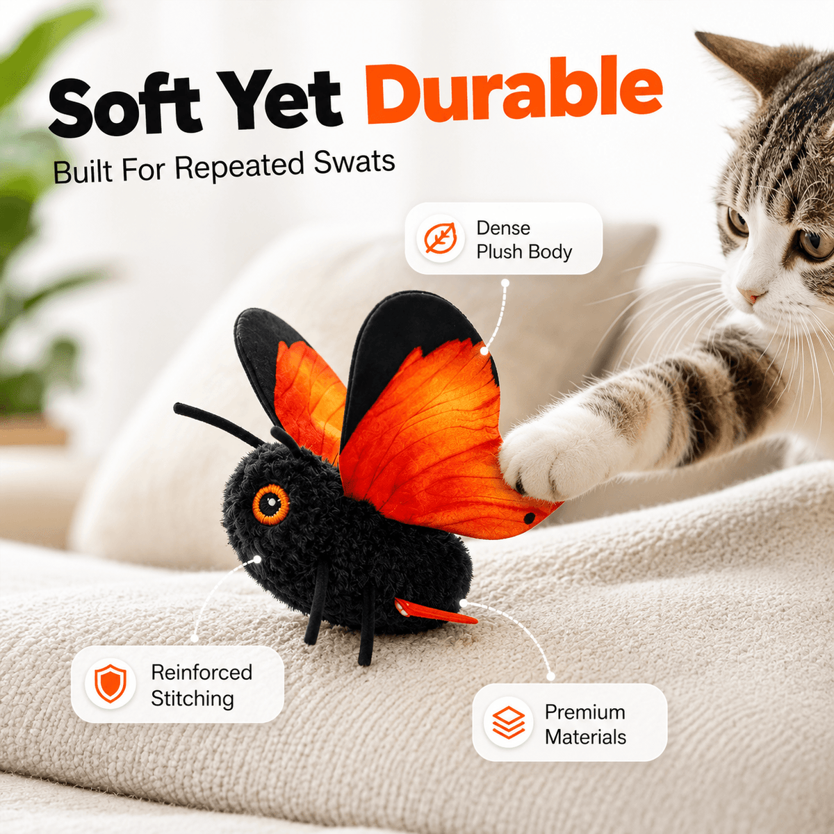 Interactive Automatic Butterfly Teaser for Indoor Cats Fursera