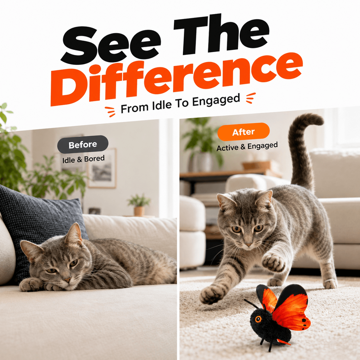 Interactive Automatic Butterfly Teaser for Indoor Cats Fursera
