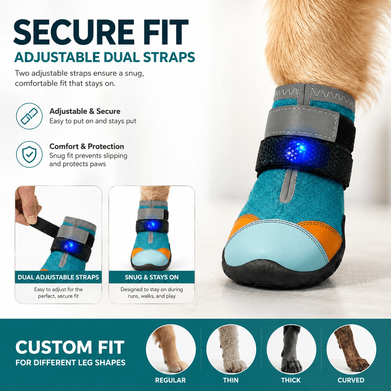 Motion-Activated LED Dog Boots – Breathable Anti-Slip Paw Protection Shoes - 2pcs Fursera