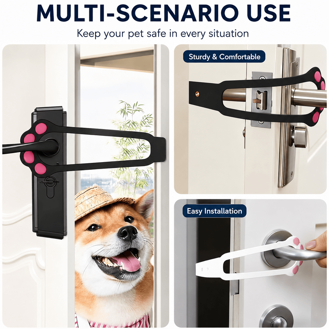 Adjustable Pet Door Holder – No-Drill Door Latch for Cats & Dogs Fursera