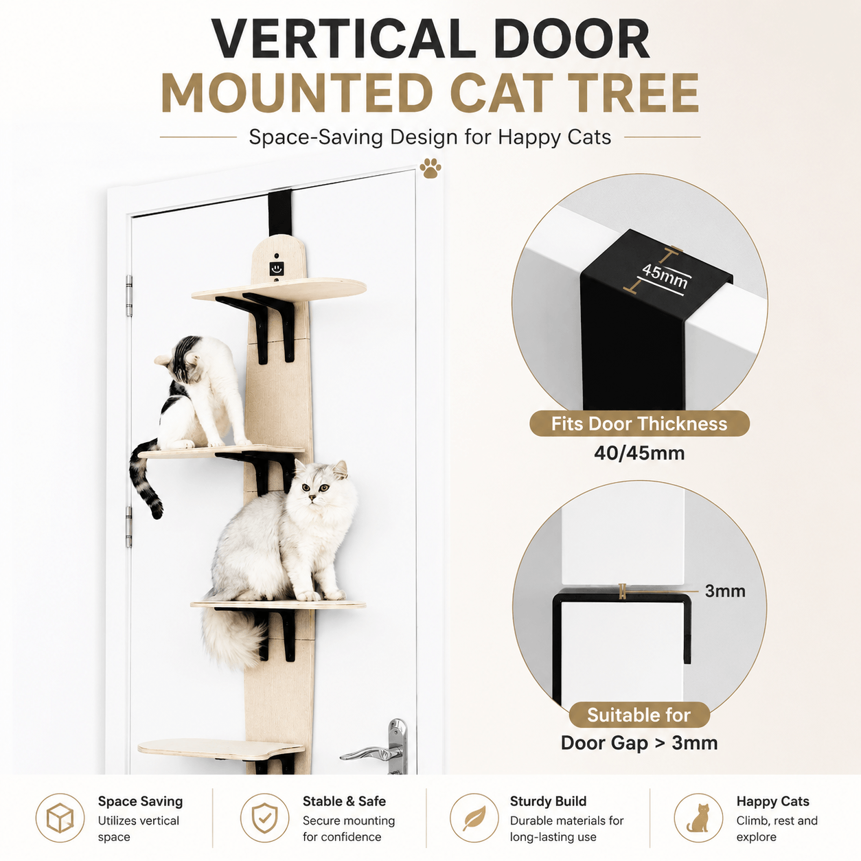 Door-Mounted Cat Climber – Space-Saving Multi-Level Cat Tree Fursera