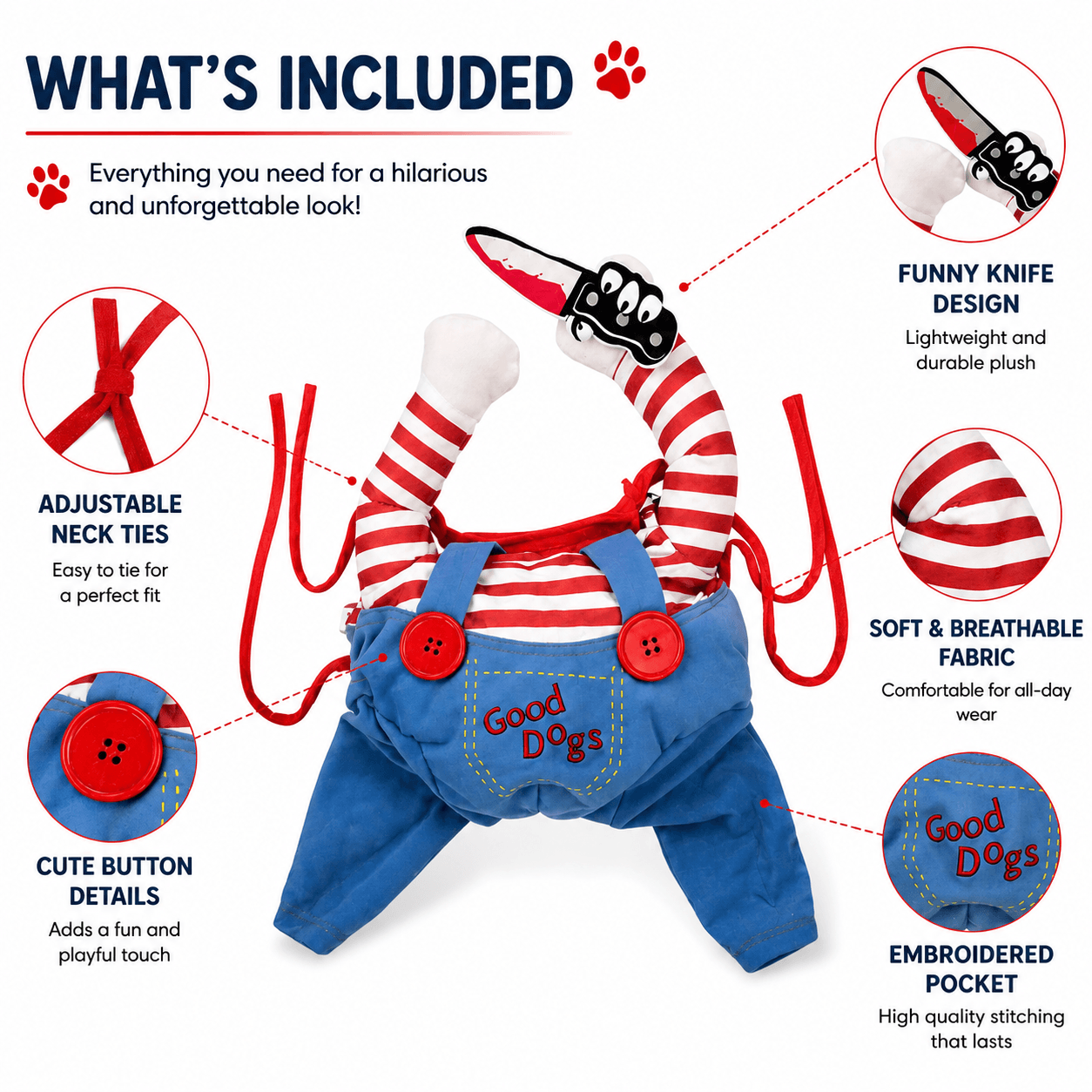 Scary Doll Pet Costume – Funny Halloween Costume for Cats & Dogs Fursera