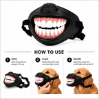Funny Dog Muzzle with Teeth – Adjustable Novelty Dog Mask Fursera