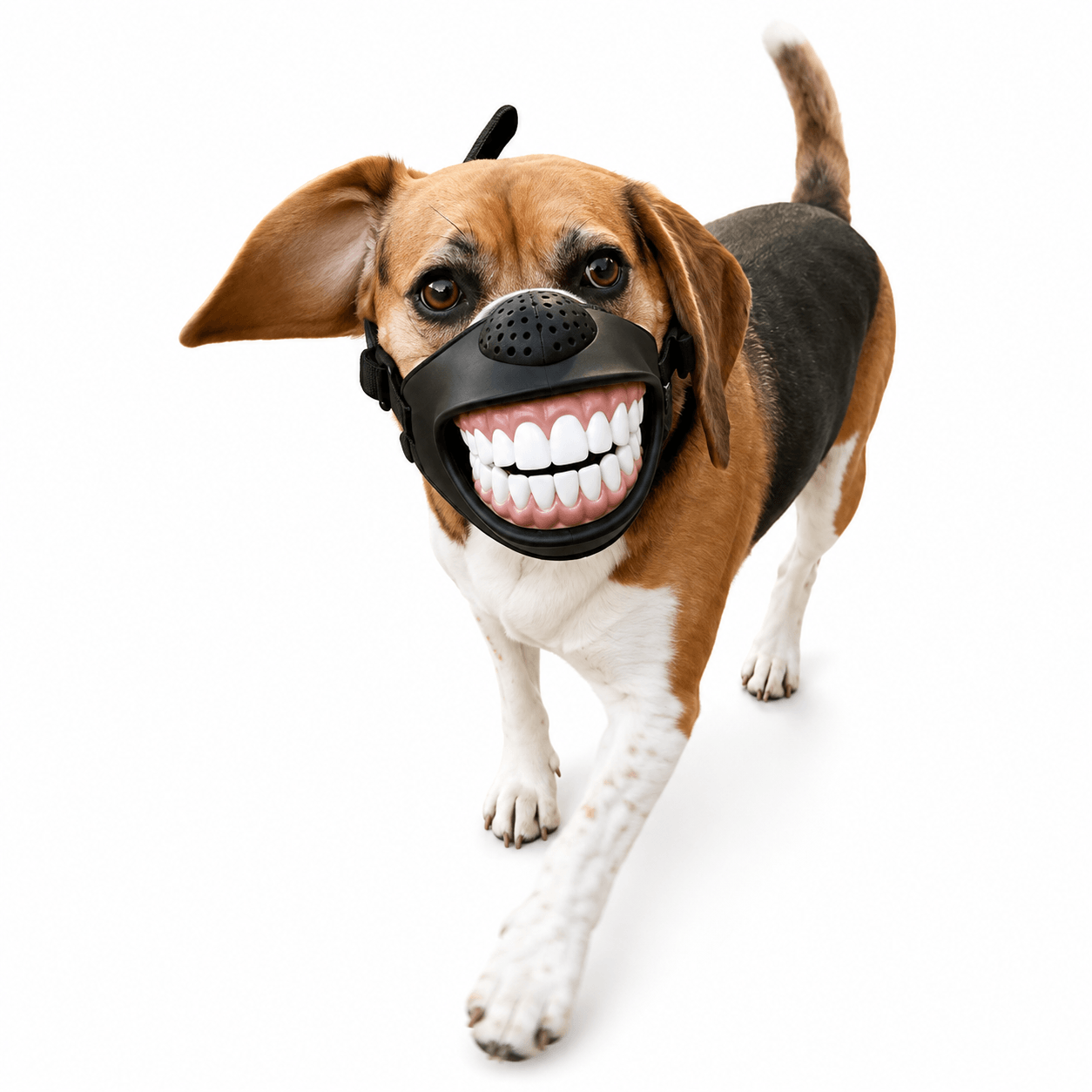 Funny Dog Muzzle with Teeth – Adjustable Novelty Dog Mask Fursera