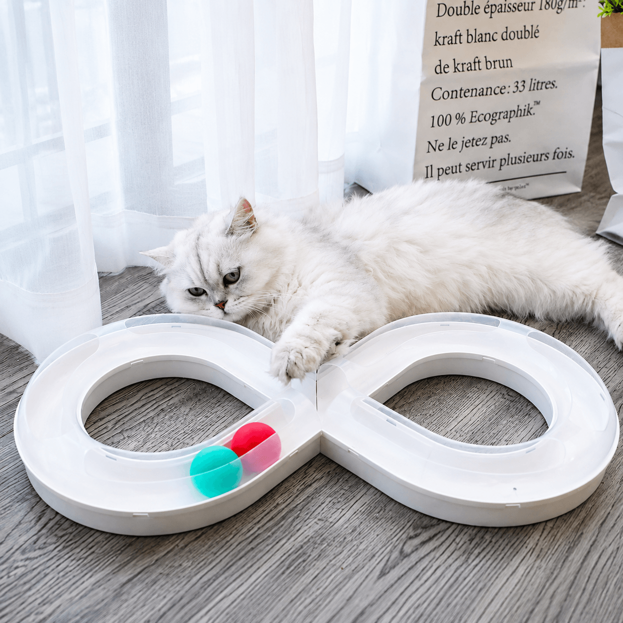 Infinity Cat Track Toy – Interactive Rolling Ball Puzzle for Indoor Cats Fursera