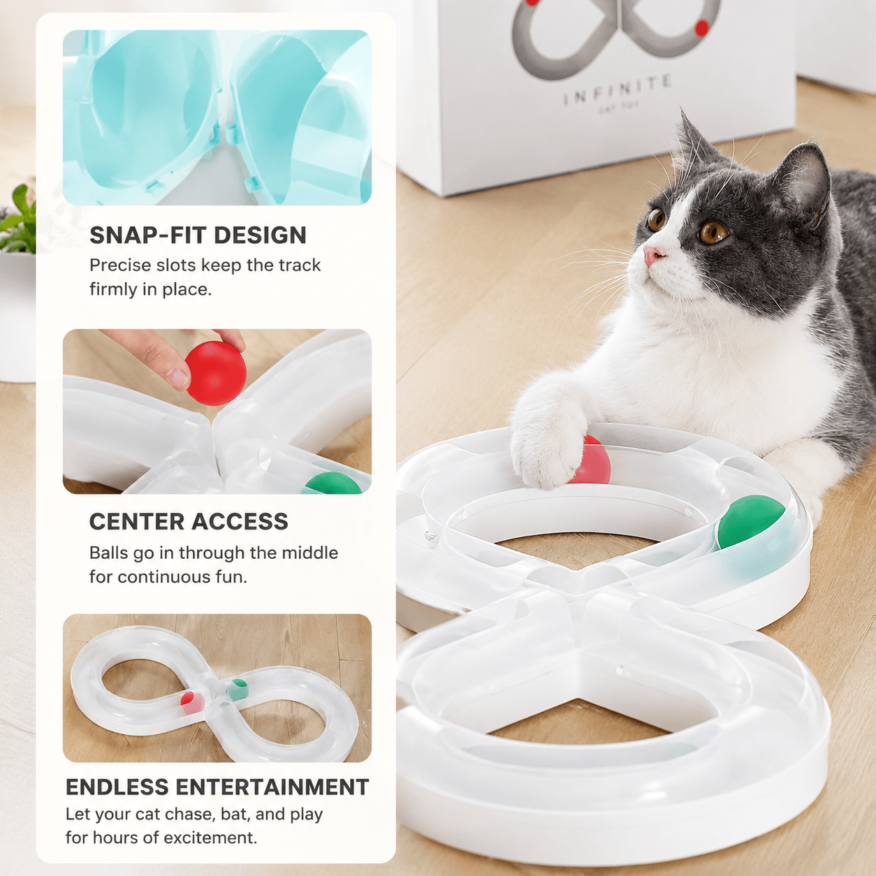 Infinity Cat Track Toy – Interactive Rolling Ball Puzzle for Indoor Cats Fursera
