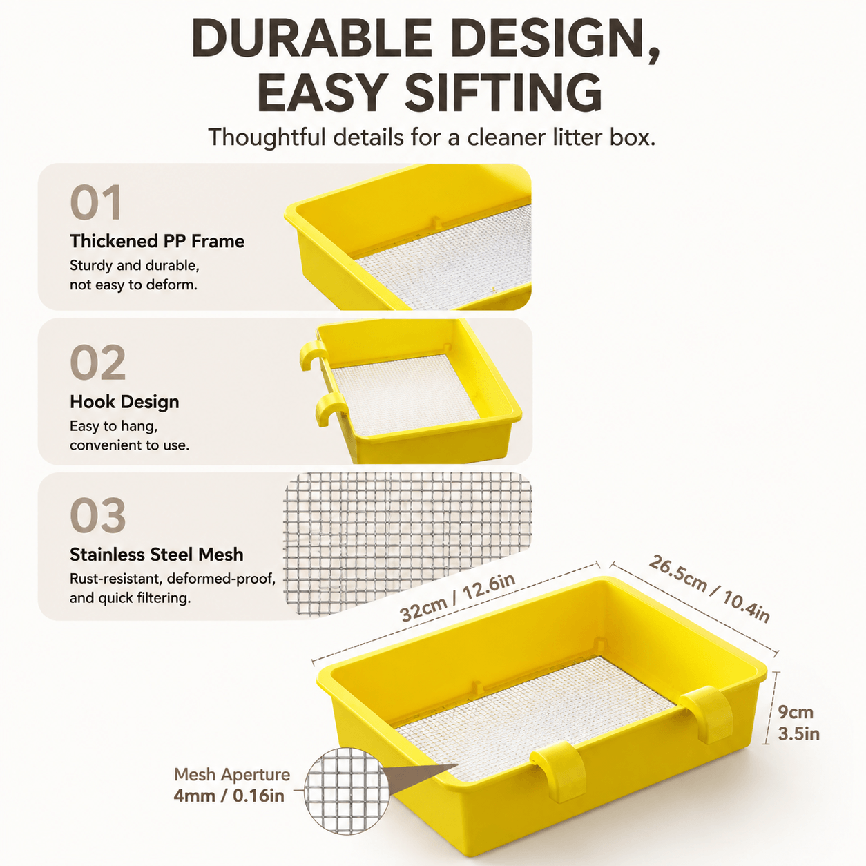 Stainless Steel Cat Litter Sifting Tray Fursera