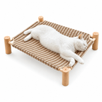 Elevated Cat Scratching Bed – Solid Wood Frame with Sisal-Style Woven Fabric Fursera
