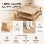 Elevated Cat Scratching Bed – Solid Wood Frame with Sisal-Style Woven Fabric Fursera
