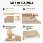 Elevated Cat Scratching Bed – Solid Wood Frame with Sisal-Style Woven Fabric Fursera