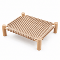 Elevated Cat Scratching Bed – Solid Wood Frame with Sisal-Style Woven Fabric Fursera