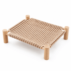 Elevated Cat Scratching Bed – Solid Wood Frame with Sisal-Style Woven Fabric Fursera