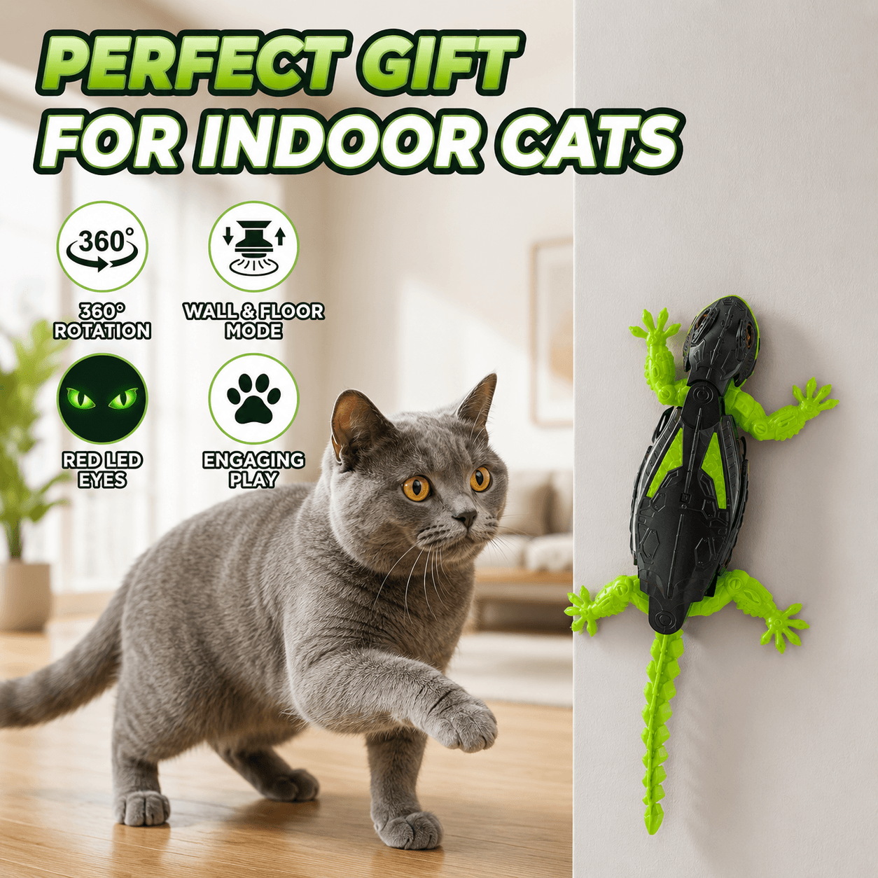 Wall Climbing RC Lizard Toy for Cats Fursera