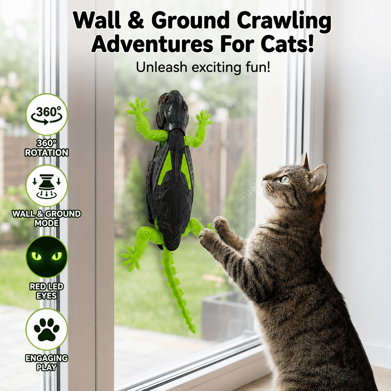 Wall Climbing RC Lizard Toy for Cats Fursera
