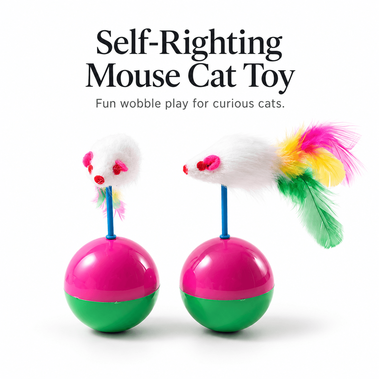 Tumbler Mouse Cat Toy – Wobble Interactive Toy with Sound & Feathers Fursera