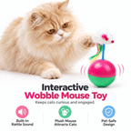 Tumbler Mouse Cat Toy – Wobble Interactive Toy with Sound & Feathers Fursera