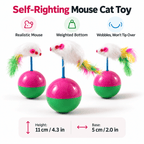 Tumbler Mouse Cat Toy – Wobble Interactive Toy with Sound & Feathers Fursera