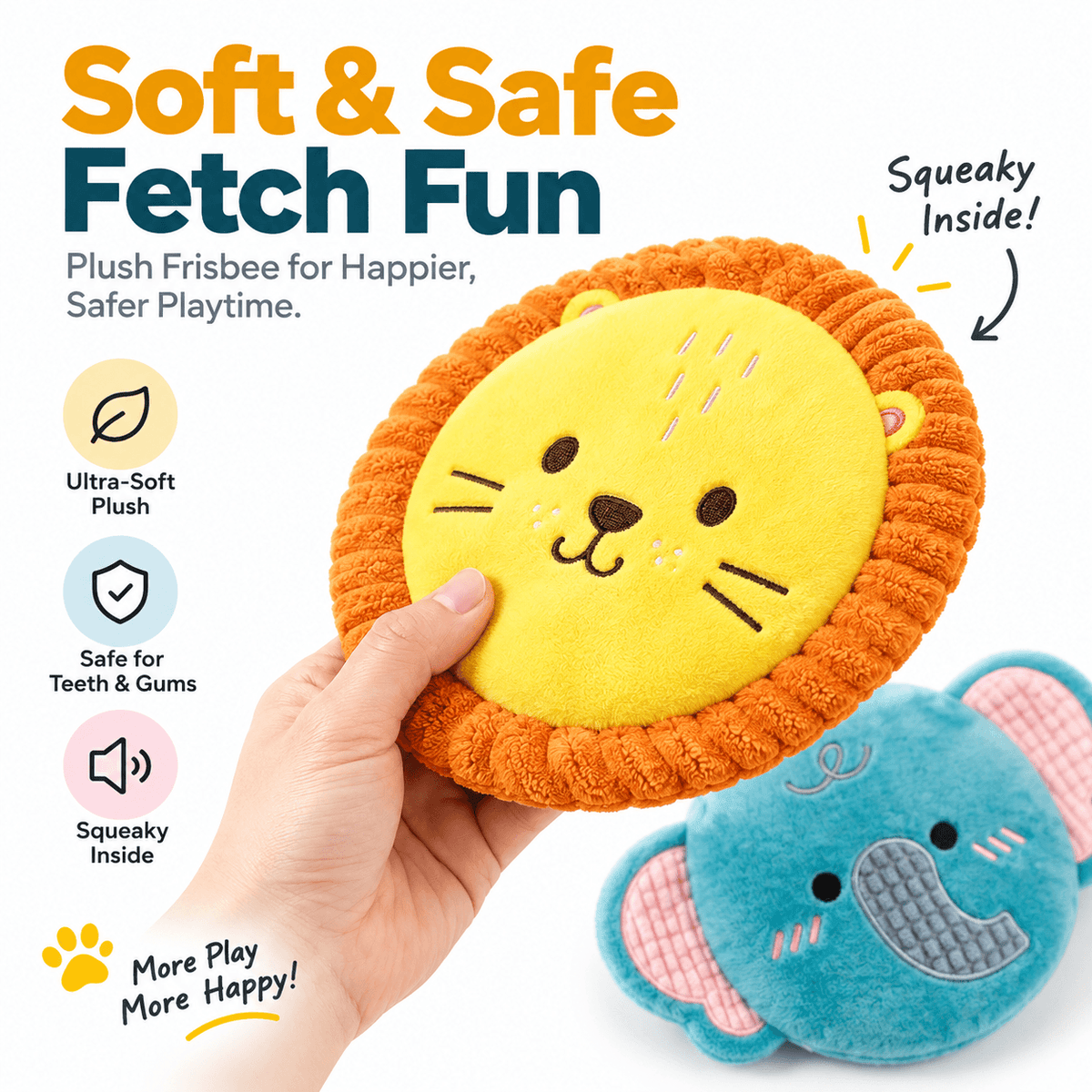 Squeaky Plush Dog Frisbee Fursera