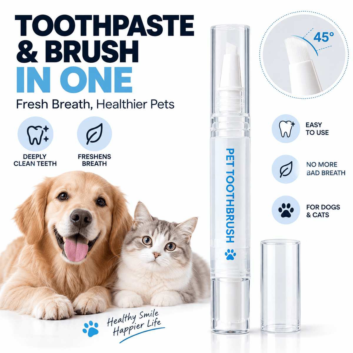2-in-1 Pet Toothbrush Pen for Cats & Dogs Fursera