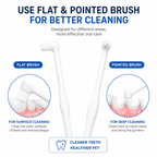 Pet Dental Toothbrush 2-Pack – Flat & Pointed Brush Heads for Cat & Dog Teeth Cleaning Fursera