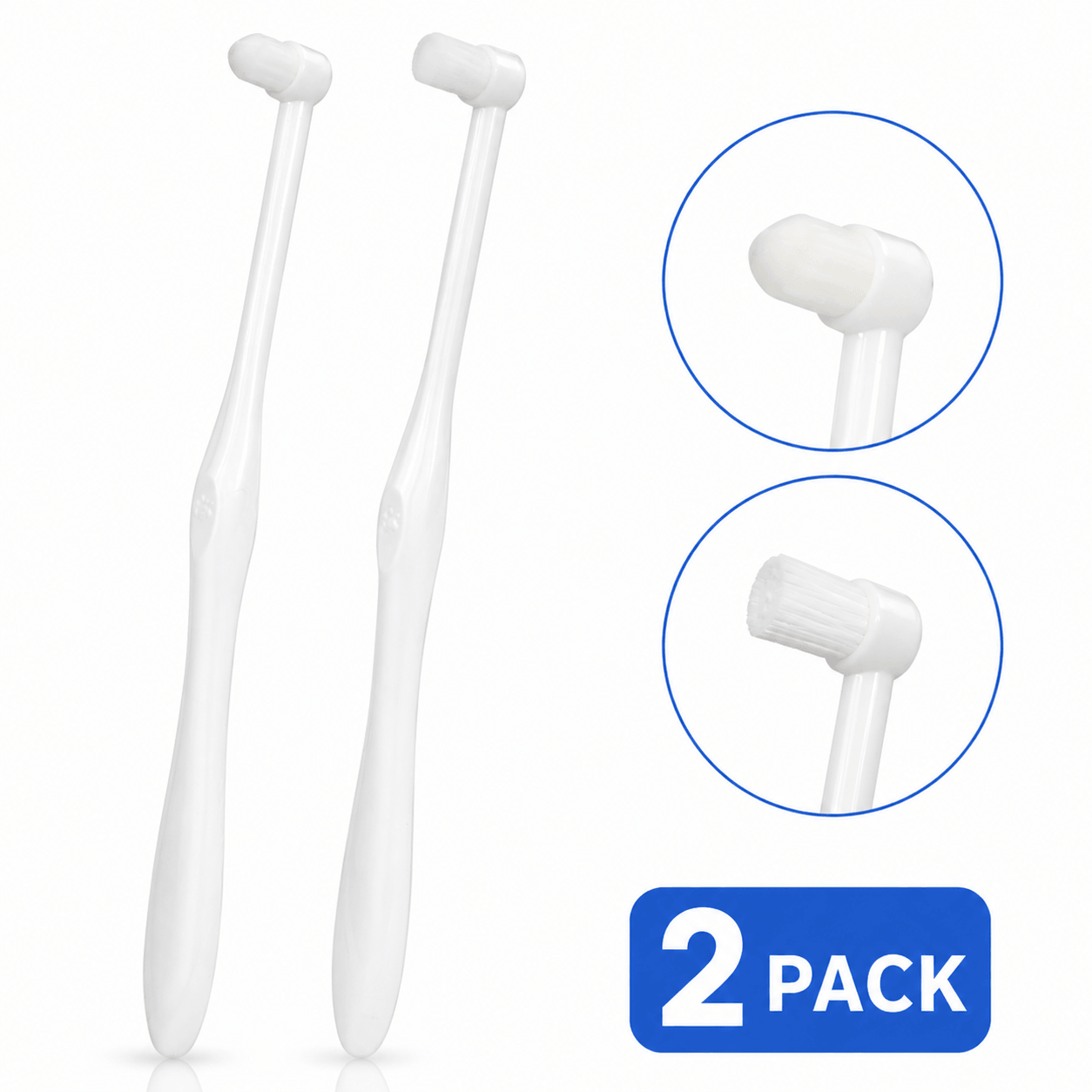 Pet Dental Toothbrush 2-Pack – Flat & Pointed Brush Heads for Cat & Dog Teeth Cleaning Fursera