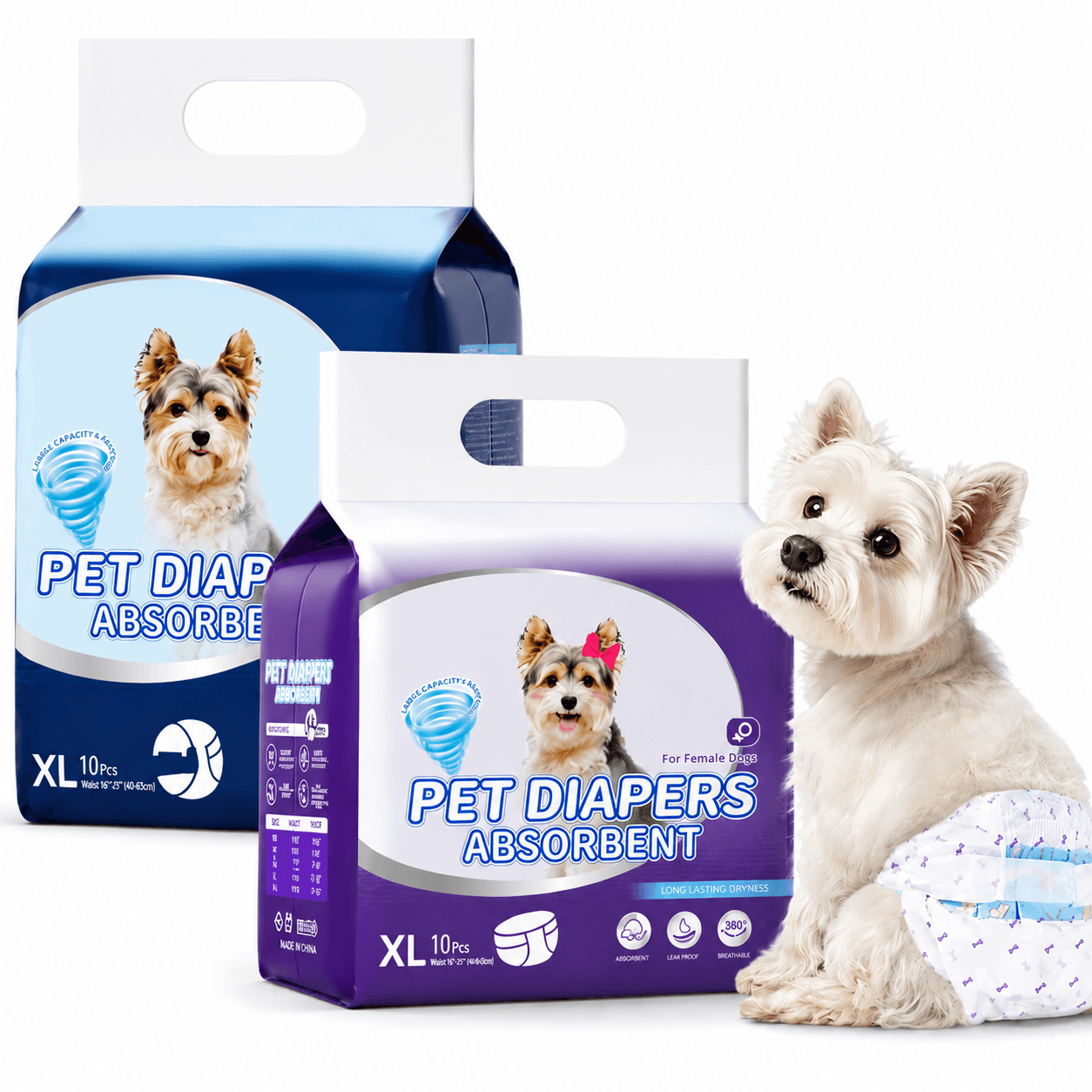 Disposable Dog Diapers for Male & Female Dogs 10 Pack Fursera
