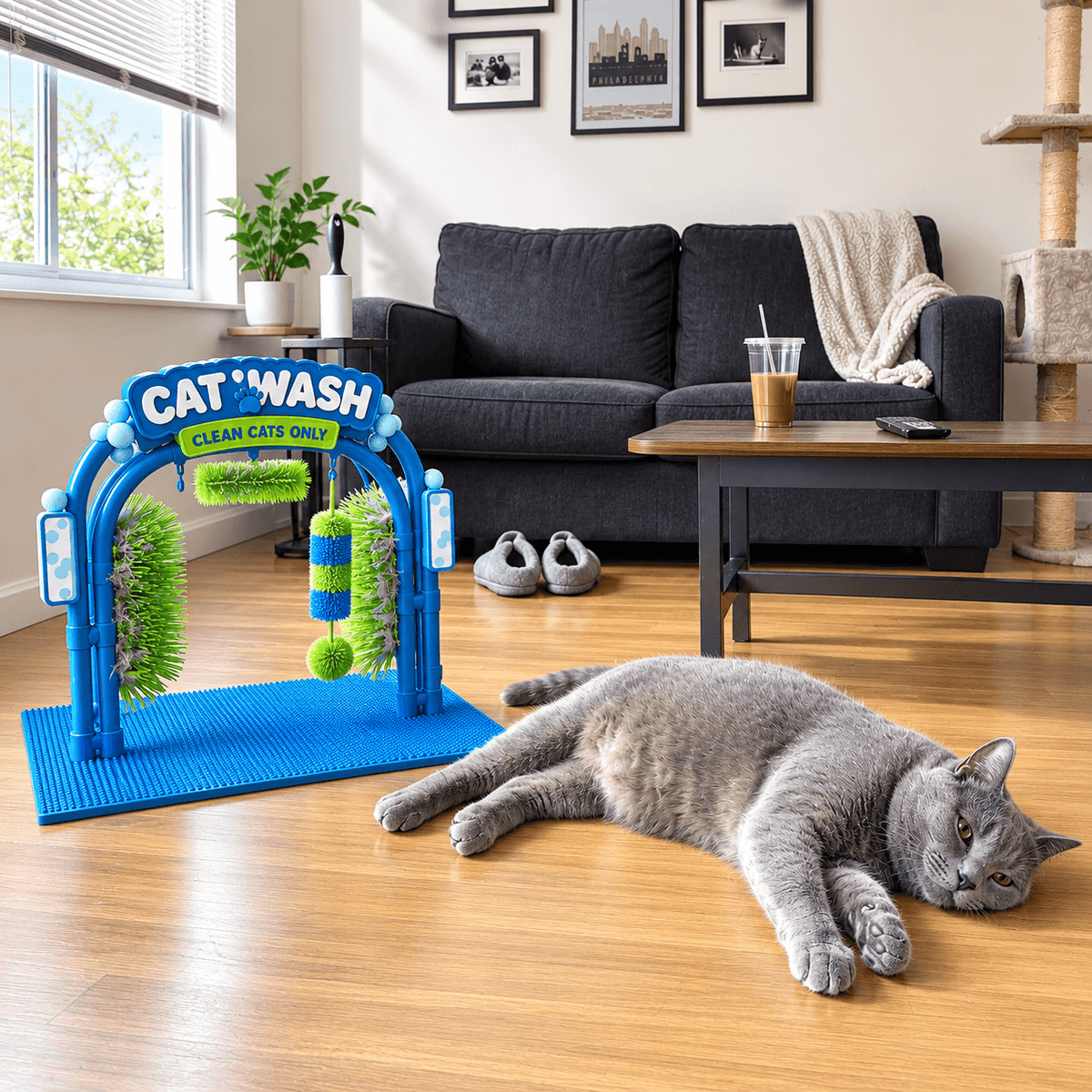 Cat Self-Grooming Station – Interactive Brush & Massage Toy Fursera