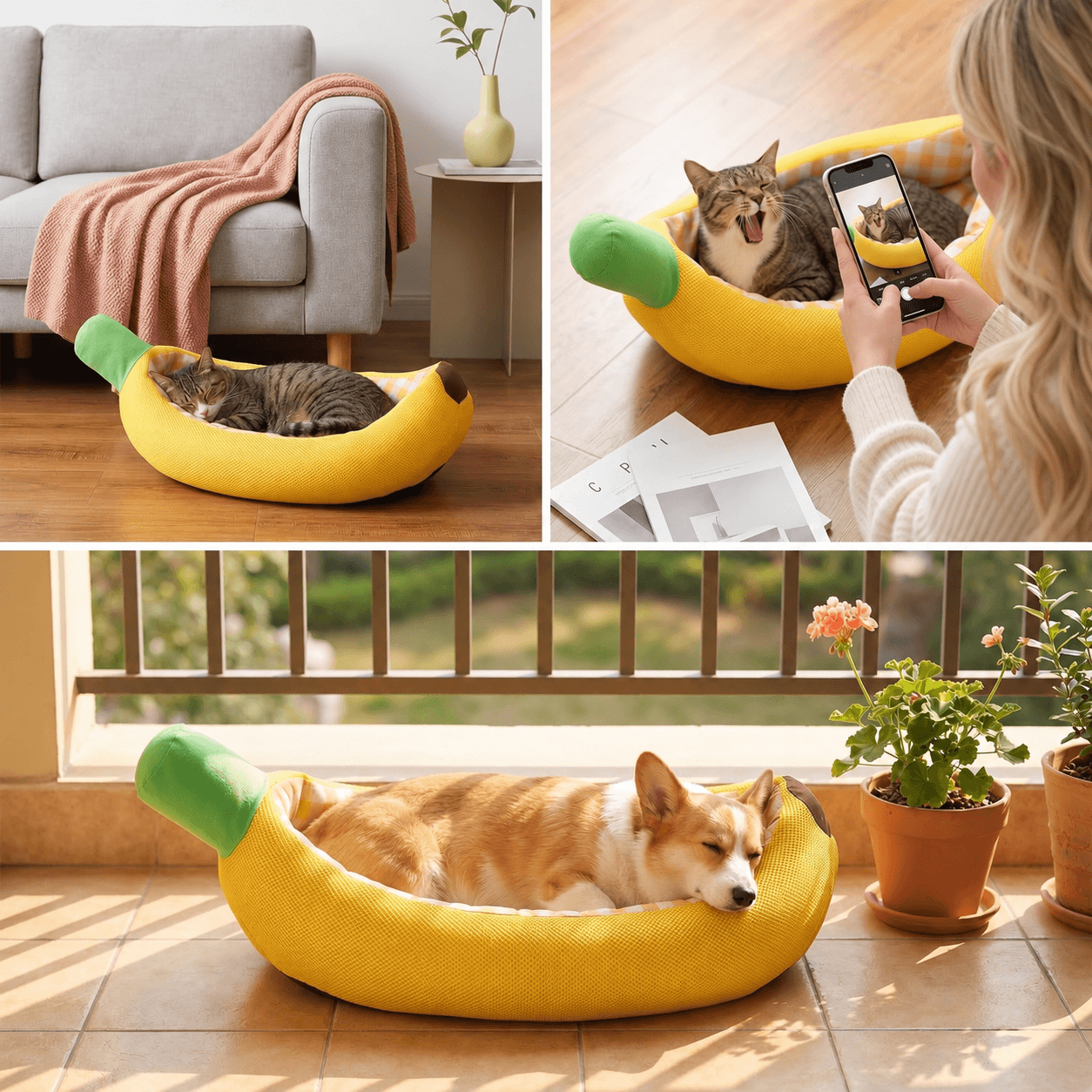 Banana Pet Bed for Cats & Small Dogs Fursera