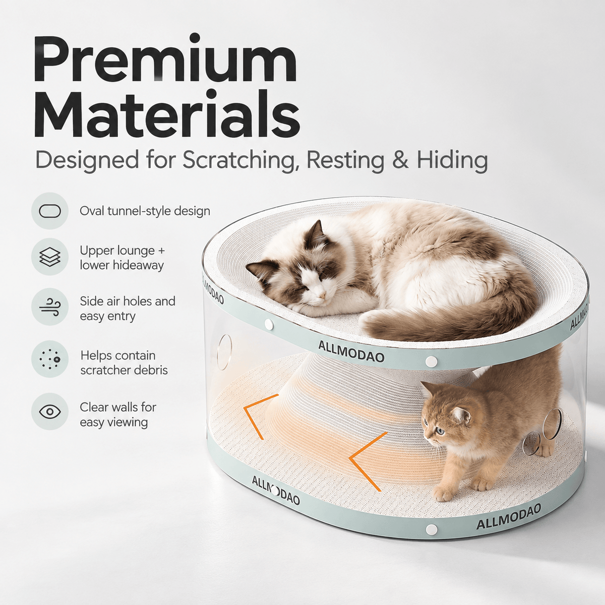 Cat Tunnel Scratch Bed – 3-in-1 Scratcher, Lounge & Play House Fursera