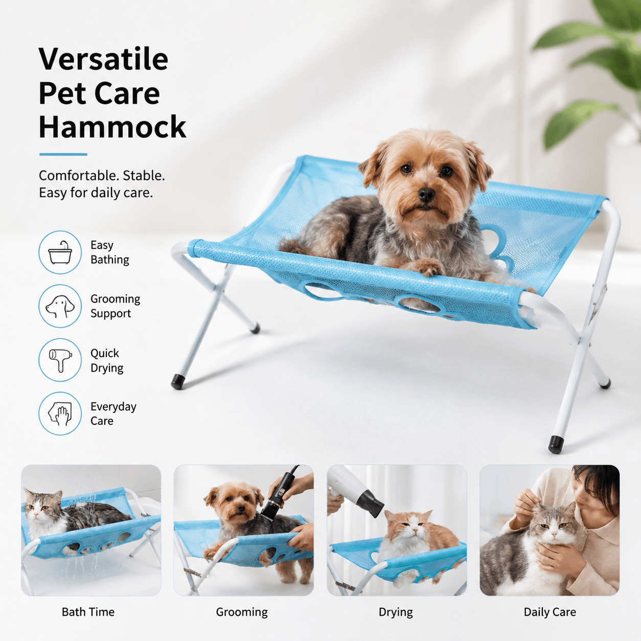 Foldable Pet Grooming Hammock Stand for Cats & Dogs Fursera